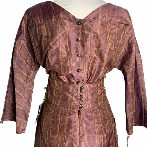 Bill Blass Moire Silk Taffeta Skirt Set S Rouge - Picture 7 of 10